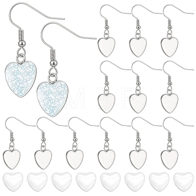 DIY 304 Stainless Steel Heart Dangle Earring Making Kits EJEW-UN0003-34-1