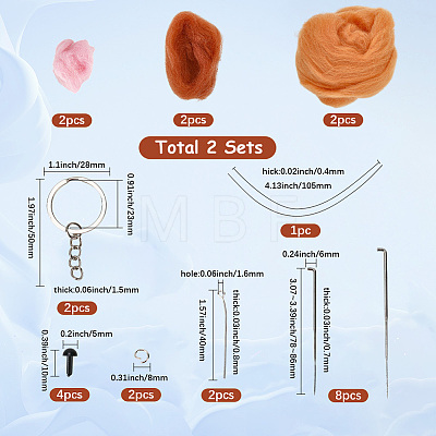 2 Sets Cat Needle Felting Kit DIY-SC0030-17A-1