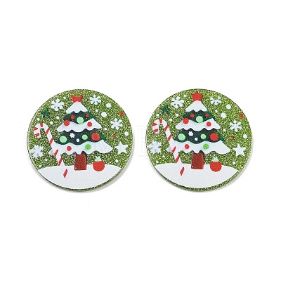 Christmas Themes Opaque Printed Acrylic Pendants OACR-B037-04-1