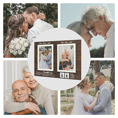 Anniversary Rectangle Wood Photo Frames DJEW-WH0057-005-1