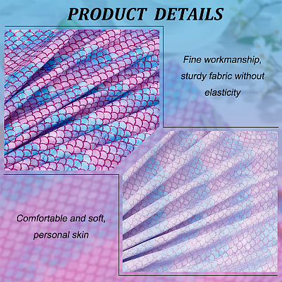 Fish Scale Pattern Polyester-Cotton Fabric DIY-WH0430-114A-1