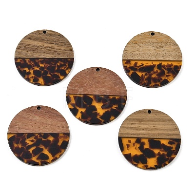 Transparwnt Resin & Walnut Wood Pendants RESI-I354-03B-1