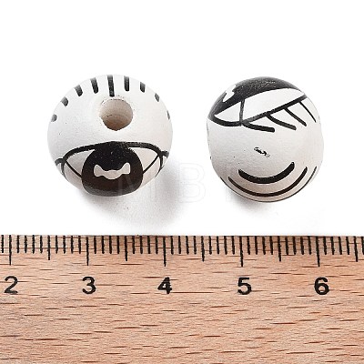 Printed Wood European Beads WOOD-G022-08A-19-1