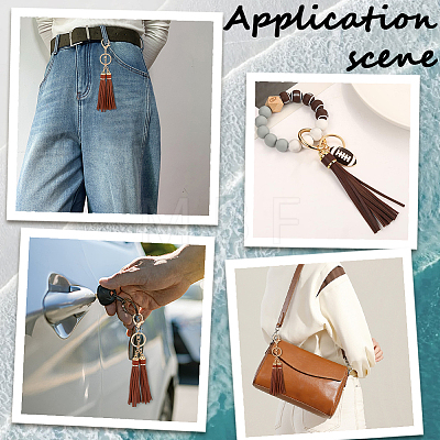 1Pc PU Leather Tassel Keychains KEYC-CL0001-50B-1