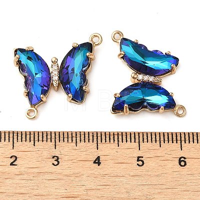 Brass Pave Faceted Glass Connector Charms X-FIND-Z020-04D-1