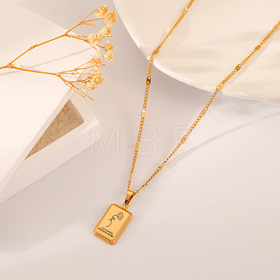 304 Stainless Steel Birth Flower Tag Pendant Necklaces for Women WG25FDF-09-1
