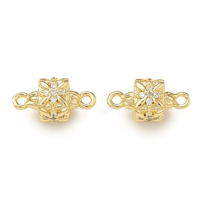 Brass Micro Pave Clear Cubic Zirconia Connector Charms KK-P228-67G-1