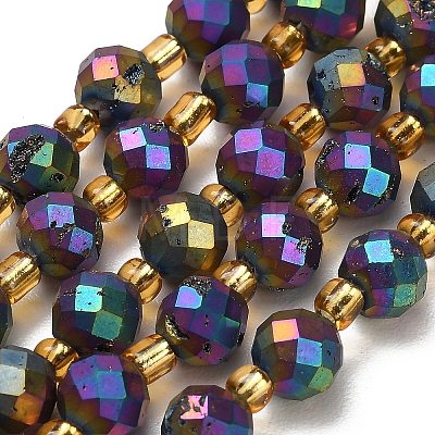 Electroplated Natural Druzy Geode Crystal Beads Strands G-F833-P01-8mm-11-1