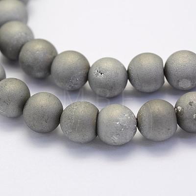Electroplate Natural Druzy Agate Beads Strands G-G708-10mm-04-1