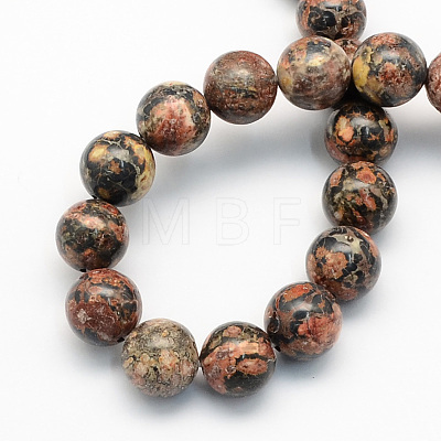 Natural Leopard Skin Jasper Round Beads Strands G-S182-6mm-1