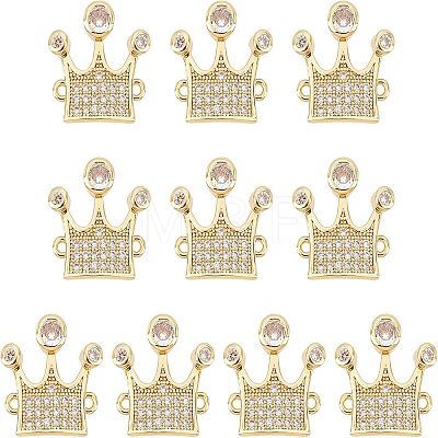  10Pcs Brass Micro Pave Clear Cubic Zirconia Links ZIRC-NB0001-94-1