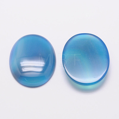 Dyed Oval Natural Blue Agate Cabochons X-G-K020-18x13mm-08-1