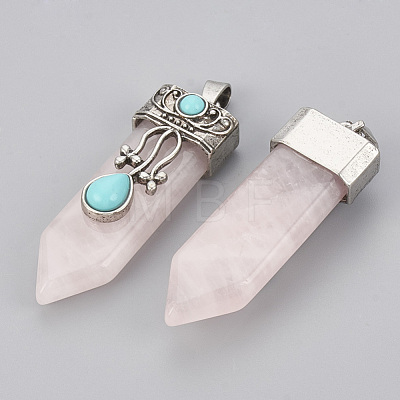 Natural Rose Quartz Pendants X-G-S292-05E-1