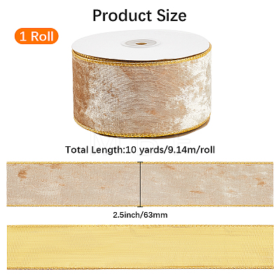 10 Yards Single Face Velvet Wired Ribbon SRIB-WH20020-023D-1