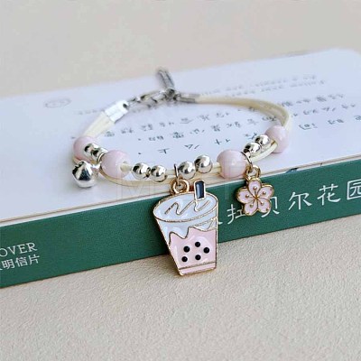 Cute Cartoon Drink Alloy Enamel Three Layer Multi-strand Charm Bracelets for Women TU6041-2-1