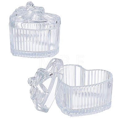 Heart-Shaped Glass Storage Box with Bow DJEW-WH0039-187-1