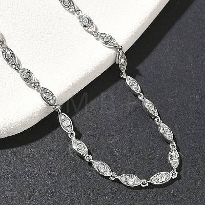 Brass Micro Pave Clear Cubic Zirconia Eye Link Chain Necklaces NJEW-G183-07P-1