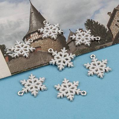 Snowflake Alloy Enamel Pendants ENAM-R041-34-1