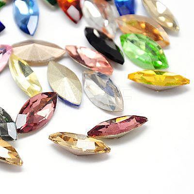 Glass Pointed Back Rhinestone Cabochons RGLA-A011-13x27mm-M-1