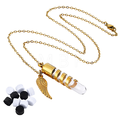 1Pc Wing 304 Stainless Steel Pendant Urn Ashes Necklaces NJEW-FG0001-28G-1