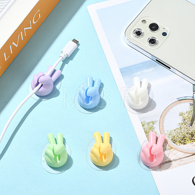 Yeah Gesture Thumb Shape Plastic Cable Organizer Clips PL-FZCA1FC-01E-1