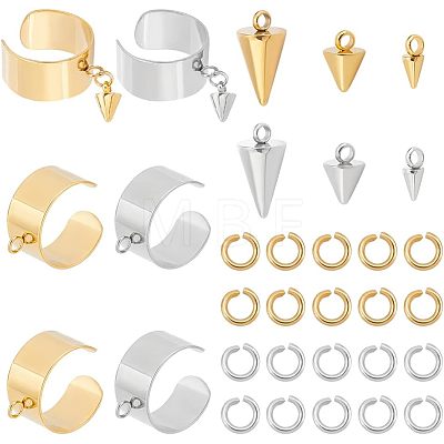 Unicraftale DIY Cone Charm Cuff Ring Making Kit STAS-UN0039-59-1