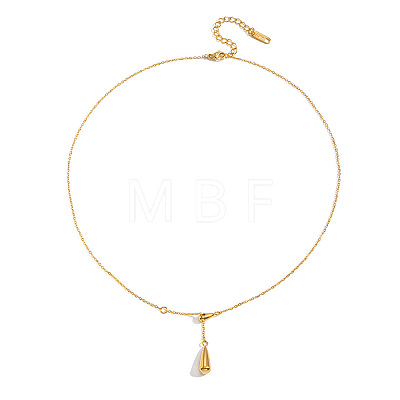 304 Stainless Steel Teardrop Pendant Lariat Necklaces for Women IX0510-1-1