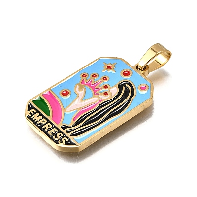 Tarot 304 Stainless Steel Enamel Pendants STAS-M119-09S-G-1