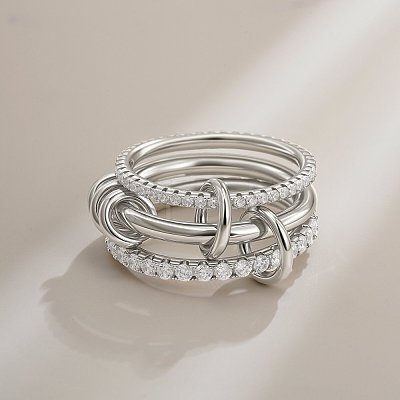 Brass Micro Pave Cubic Zirconia Finger Rings FS-WG6545E-06-1