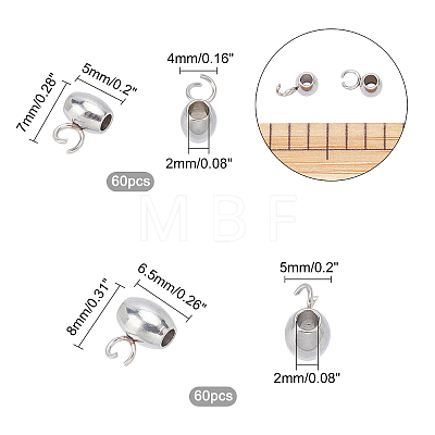 120Pcs 2 Style 304 Stainless Steel Tube Bails STAS-PH0001-39-1