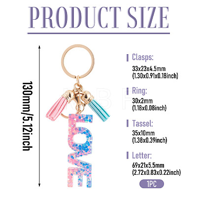Alloy & Resin Tassel Keychains AJEW-TADJ0001-18B-1