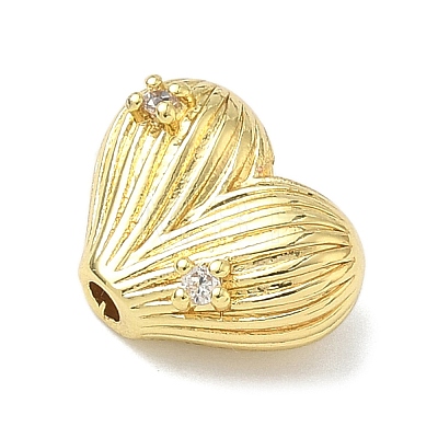 Brass Micro Pave Clear Cubic Zirconia Beads KK-I476-19G-1