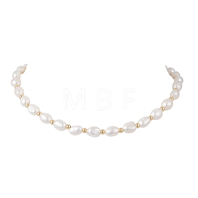 Natural Freshwater Pearl Rice Beaded Necklaces for Women NJEW-JN06018-1