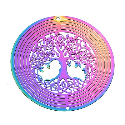 Tree of Life 201 Stainless Steel 3D Rotating Hanging Wind Spinner STAS-C166-05RC-1