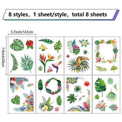 8 Sheets 8 Styles PVC Waterproof Wall Stickers DIY-WH0345-139-1
