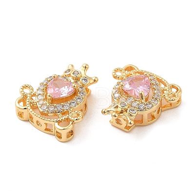 Brass Micro Pave Pink Cubic Zirconia Charms KK-F860-74G-02-1