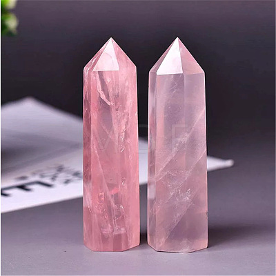 Tower Natural Rose Quartz Healing Stone Wands PW-WG74147-03-1