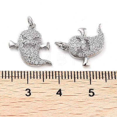 Halloween Rack Plating Brass Micro Pave Clear Cubic Zirconia Pendants KK-M280-04P-1