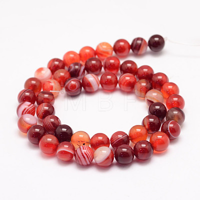 Natural Striped Agate/Banded Agate Bead Strands X-G-K155-B-8mm-01-1