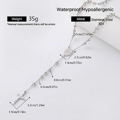 Vintage 304 Stainless Steel Rosary Bead Necklaces SM6488-2-1
