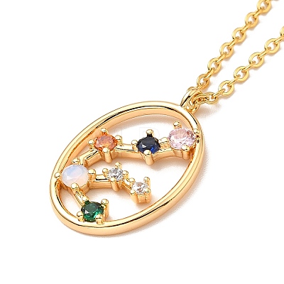 Colorful Cubic Zirconia Constellation Pendant Necklace LS-NJEW-H166-01B-1