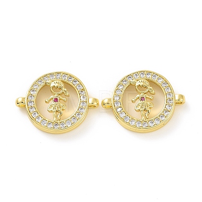 Rack Plating Brass Micro Pave Clear Cubic Zirconia Connector Charms KK-C008-03G-1