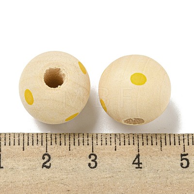 Printed Wood European Beads WOOD-G022-18F-1