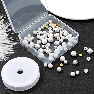 96Pcs Synthetic Howlite Round Beads Kit for DIY Jewelry Making DIY-FS0002-02-1