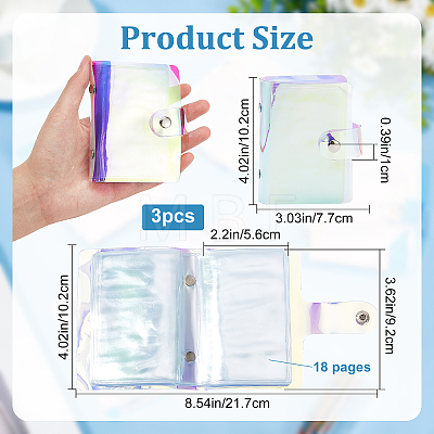 3 Inch PVC Mini Laser Cover Photo Album with Snap Button AJEW-WH0324-87-1