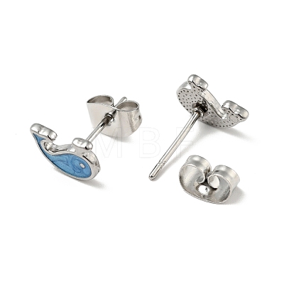 Enamel Dolphin Stud Earrings with 316 Surgical Stainless Steel Pins EJEW-A081-02P-1