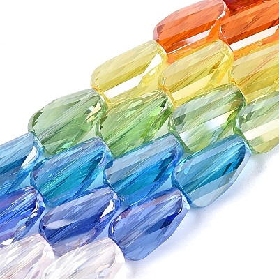 Electroplate Transparent Glass Beads Strands EGLA-N022-10B-C01-1