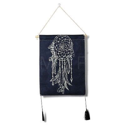 Polyester Woven Net/Web with Feather Pattern Wall Hanging Tapestry AJEW-M216-01D-1