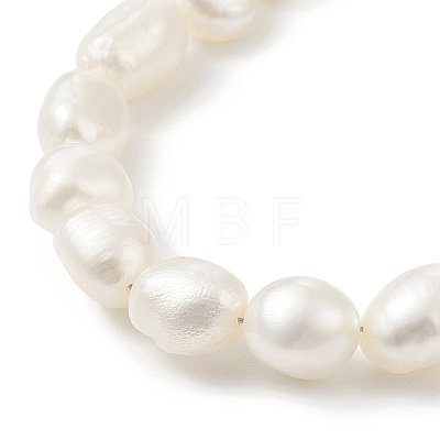 Natural Baroque Pearl Beaded Bracelet with 304 Stainless Steel Paperclip Chains for Women BJEW-JB08970-1