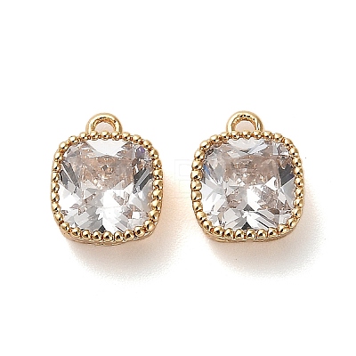 Brass Micro Pave Clear Cubic Zirconia Charms KK-B110-01G-05-1